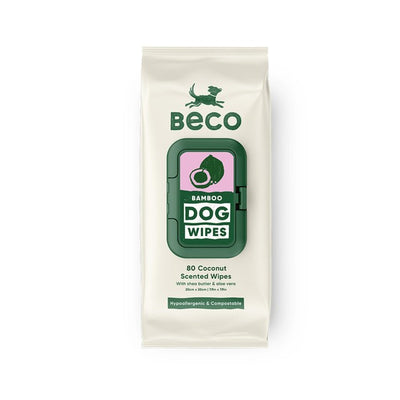 Beco Pets Bamboo Dog Wipes Coconut Scented Dog Cleaning Wipes 80 Pack
