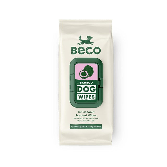 Beco Pets bamboo dog wipes coconut scented 80 pack - British product