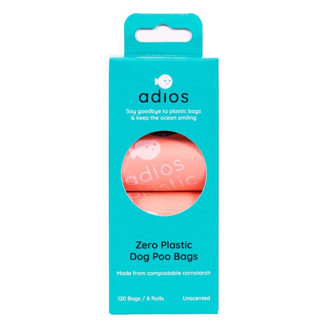 Adios Plastic compostable dog poo bags pink 120 pack - British product