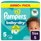 Pampers Baby-Dry nappies size 5 for 11-16kg, 72-count pack, imported from the UK