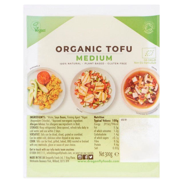 Dragonfly Organic Tofu Medium Natural 300g - British product