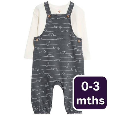 طقم M&S Dino Jersey Dungarees مع تي شيرت Carbon للأطفال 0-3 أشهر - اشترِ عبر الإنترنت من McGrocer