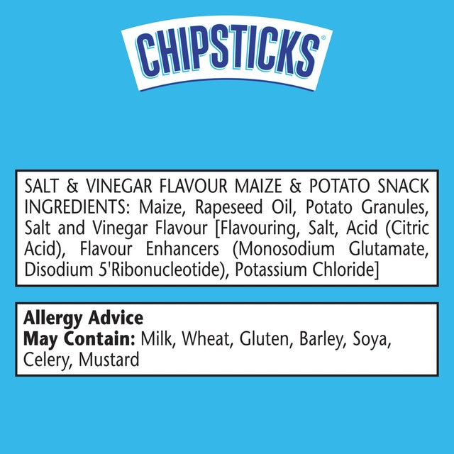 Smiths Chipsticks Salt & Vinegar crisps multipack 6x17g - British product