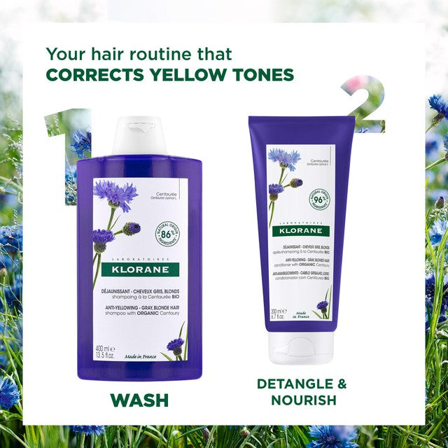 Klorane anti-yellowing shampoo with organic centaury 400ml, UK version