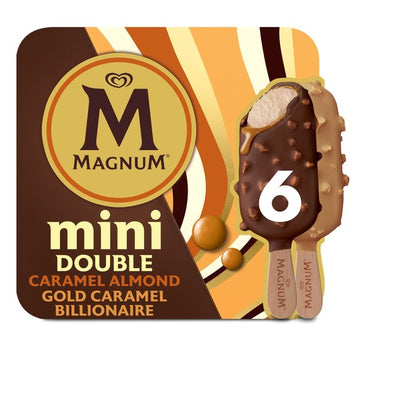 أعواد آيس كريم M&S Magnum Mini Caramel Almond & Gold Caramel Billionaire 6 × 55 مل - اشترِ عبر الإنترنت من McGrocer