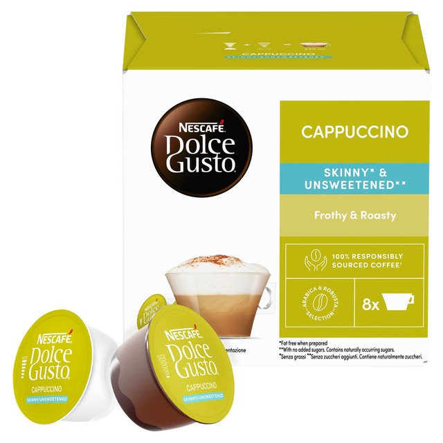Nescafé Dolce Gusto Skinny Cappuccino Pods 8 Pack, imported from the UK