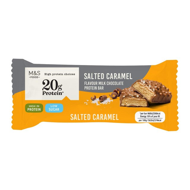 M&S salted caramel chocolate protein bar 55g, imported from the UK