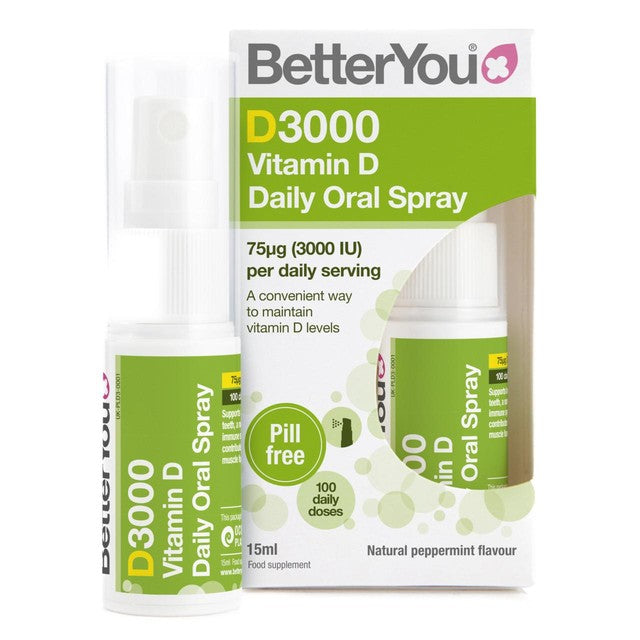 BetterYou D3000 Vitamin D Oral Spray Peppermint 15ml - British product