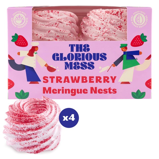 The Glorious Mess strawberry meringue nests 4 x 30g (British brand)