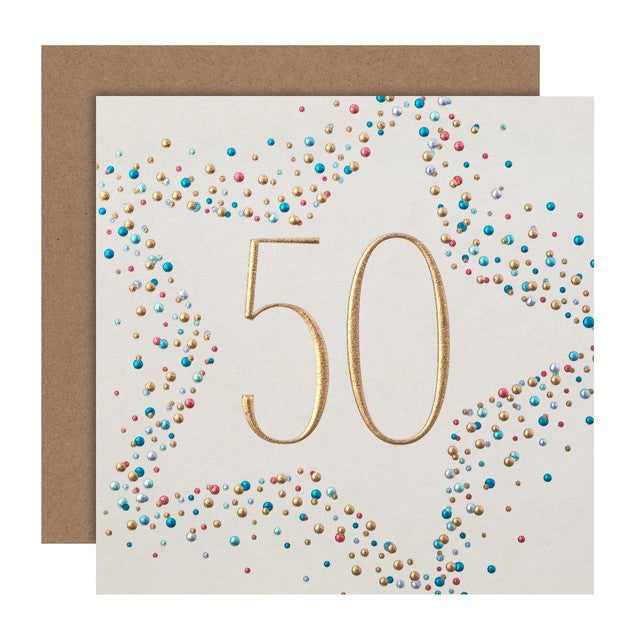 M&S 50th birthday card 15cm x 15cm, imported from the UK