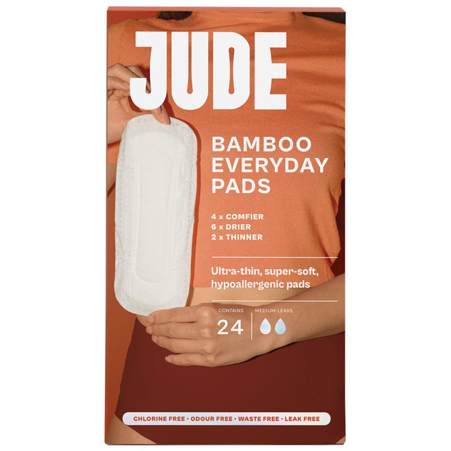 Jude bamboo everyday pads for bladder leaks, imported from the UK