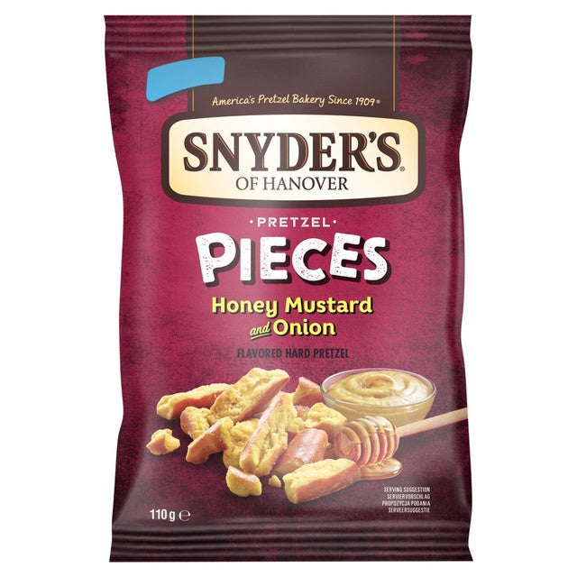 Snyder's honey mustard and onion pretzel pieces 110g (British brand)
