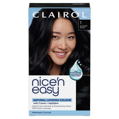M&S Clairol Nice'n Easy Creme Permanent Hair Dye 1 Blackest Black- Buy online at McGrocer