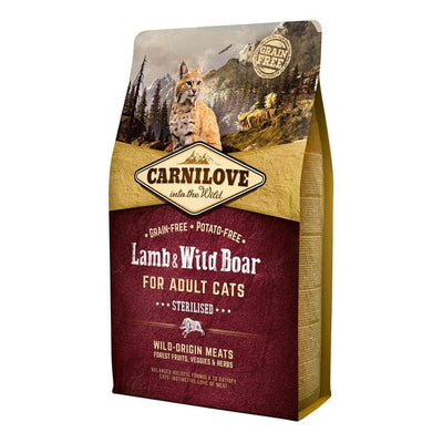 M&S Carnilove Grain Free Adult Lamb & Wild Boar Sterilised Dry Cat Food 2kg- Buy online at McGrocer