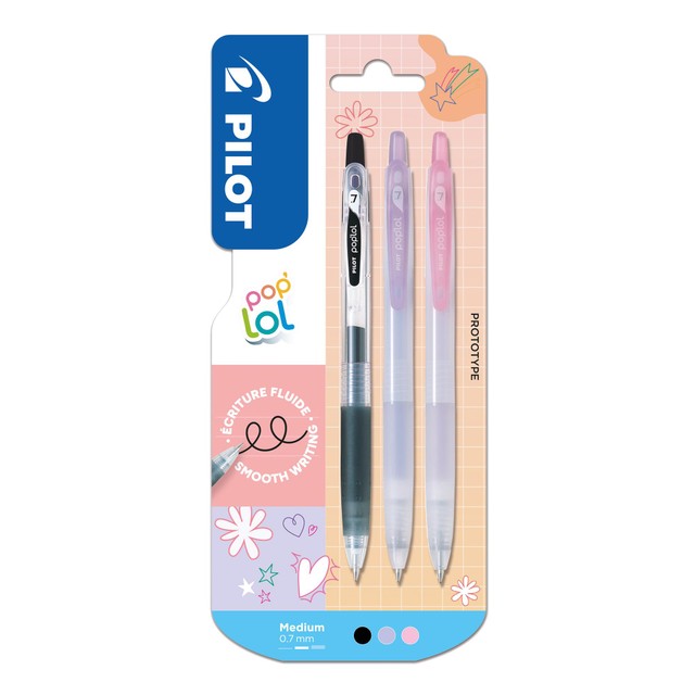 Pilot Pop Lol gel pen pack 3 colours 0.7mm, imported from the UK