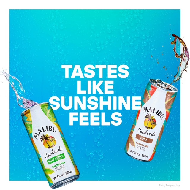 Malibu Pineapple & Coconut cocktail cans, imported from the UK