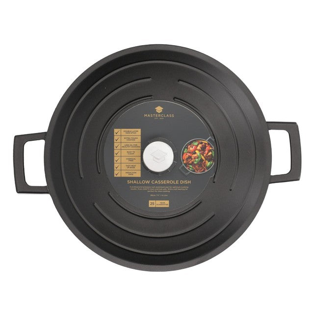 MasterClass cast aluminium shallow casserole dish 28cm/4L, imported from the UK