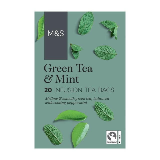 M&S green tea and mint 20 teabags, imported from the UK