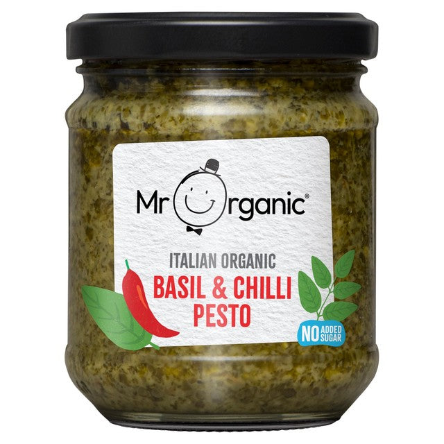 Mr Organic Basil & Chilli Pesto 190g, imported from the UK