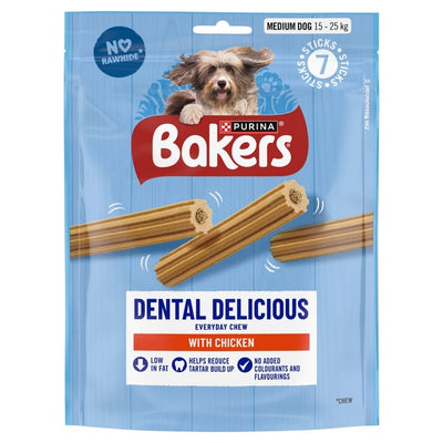 Bakers Dental Köstliche Hundekauartikel für mittlere Hunde mit Hühnchen 200g