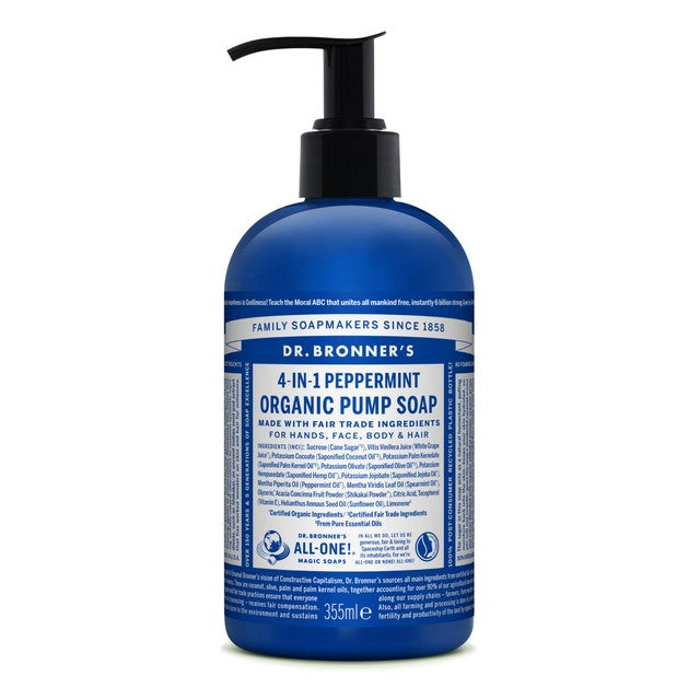 Dr Bronner's peppermint liquid soap 355ml - British product