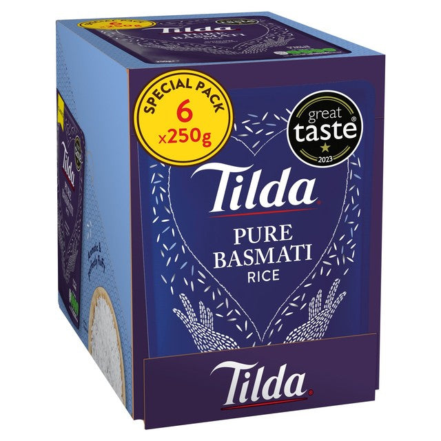 Tilda Microwave Pure Basmati Rice 6 x 250g (British brand)