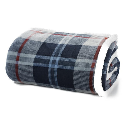 M&S Deyongs Douglas Throw Navy Flannel with Sherpa Reverse 125x150cm- Buy online at McGrocer