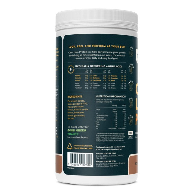 Nuzest Rich Chocolate protein powder 1kg, imported from the UK