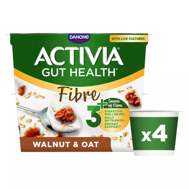 Activia Fibre Walnut & Oat Yogurt 4 x 115g multipack - British product