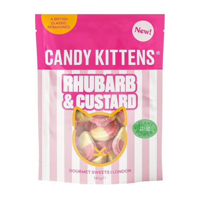 Candy Kittens Fruchtgummi-Süßigkeiten Rhabarber und Vanillepudding 140g - Britisches Produkt