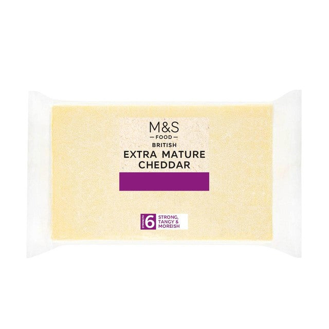 M&S British Extra Mature Cheddar 550g, imported from the UK