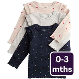 M&S Heart Print Cotton Tops Navy 0-3 Months, imported from the UK