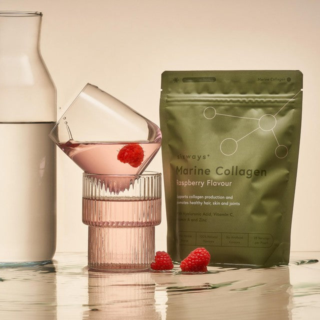 Sixways marine collagen powder raspberry flavour 150g (British brand)