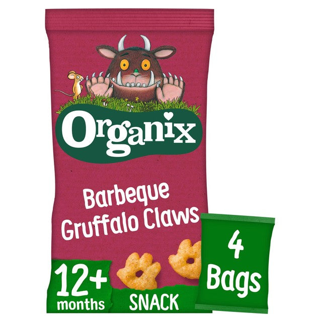 Organix BBQ Gruffalo Claws toddler snacks 4x15g, imported from the UK