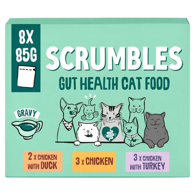 M&S Scrumbles Grain Free Wet Cat Gravy Pouch Selection with Chicken Duck & Turkey 8 x 85g- Buy online at McGrocer