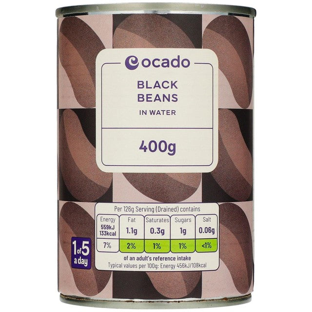 Ocado black beans in water 400g, imported from the UK