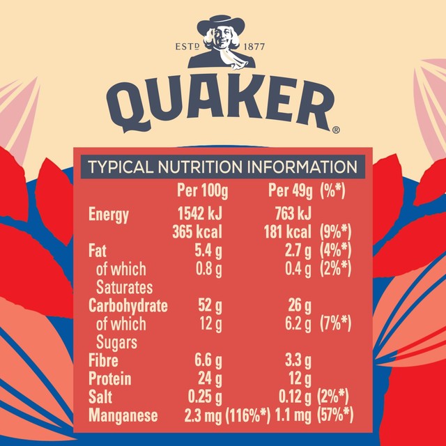 Quaker High Protein Original porridge pot 49g, imported from the UK