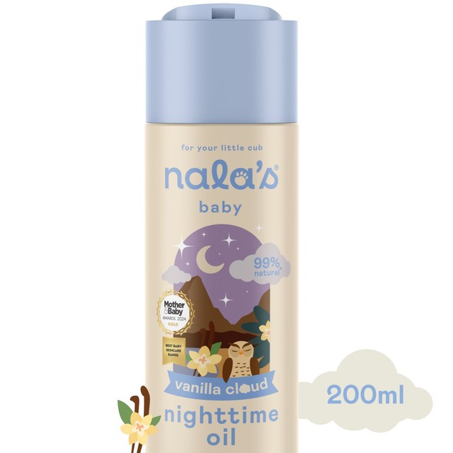 Nala's Baby Nighttime Oil Vanilla Cloud 200ml, imported from the UK
