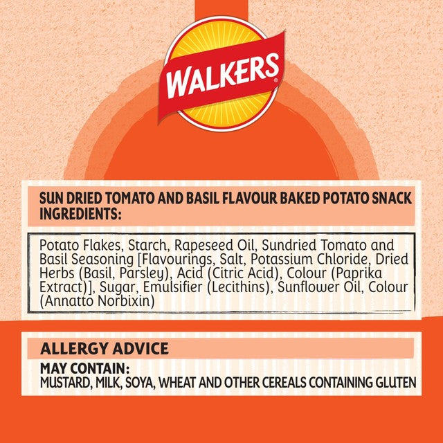 Walkers Oven Baked sun dried tomato and basil crisps 150g (British brand)