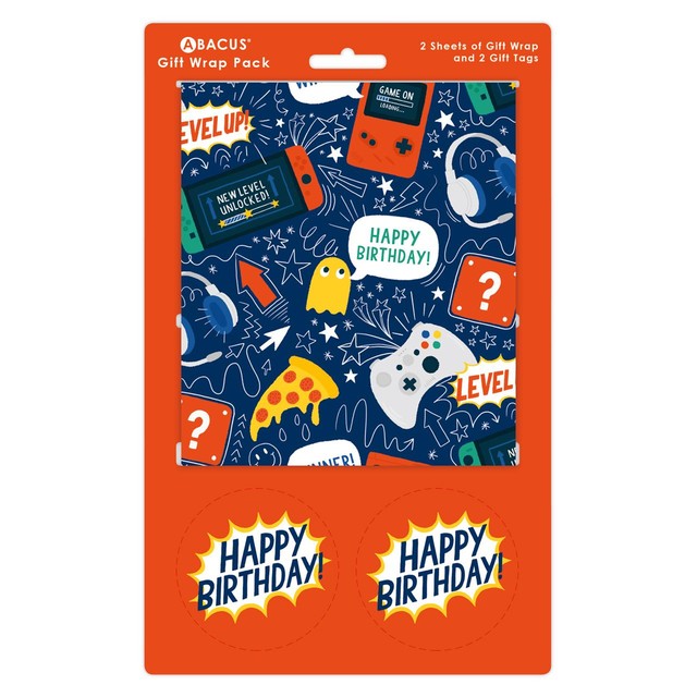 Abacus gaming gift wrap sheets and matching tags - British product