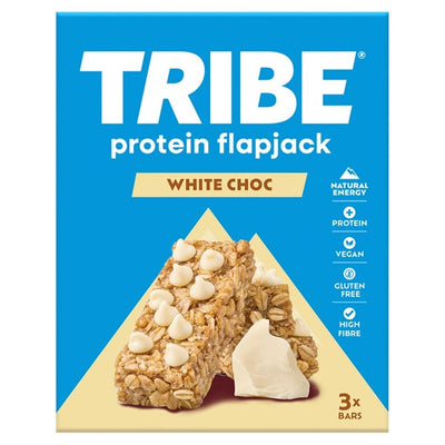 M&S TRIBE Protein Flapjack White Choc Chip Flapjack Bar 3 x 38g- Buy online at McGrocer