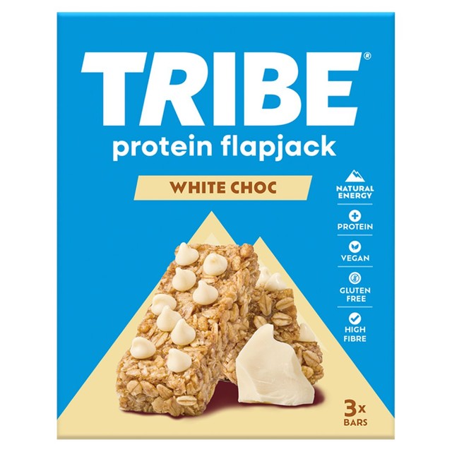 TRIBE white choc chip protein flapjack 3 x 38g (British brand)