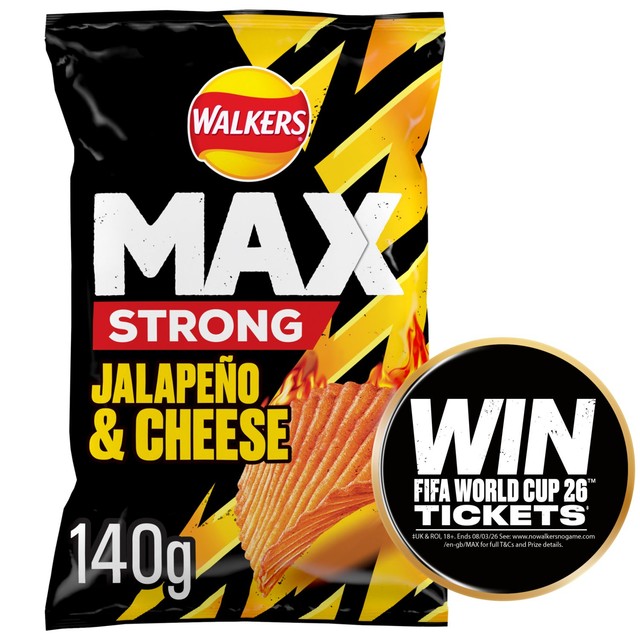 Walkers Max Strong Jalapeno & Cheese crisps 140g (British brand)