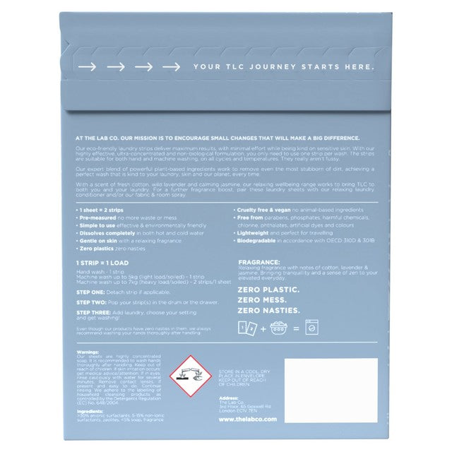 The Lab Co. soothing laundry detergent strips 64 pack (British brand)