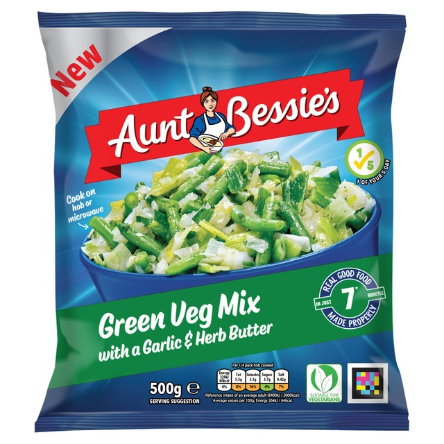 Aunt Bessie's green veg mix with garlic herb butter 500g - British product