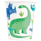 Unique Party Blue Green Dinosaur Paper Cups 255ml - British product