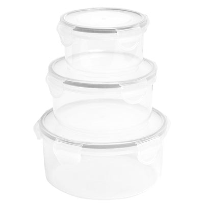 M&S M&S Round Clip Storage Containers Grey Plastic Food Storage Containers 3-Pack- Buy online at McGrocer