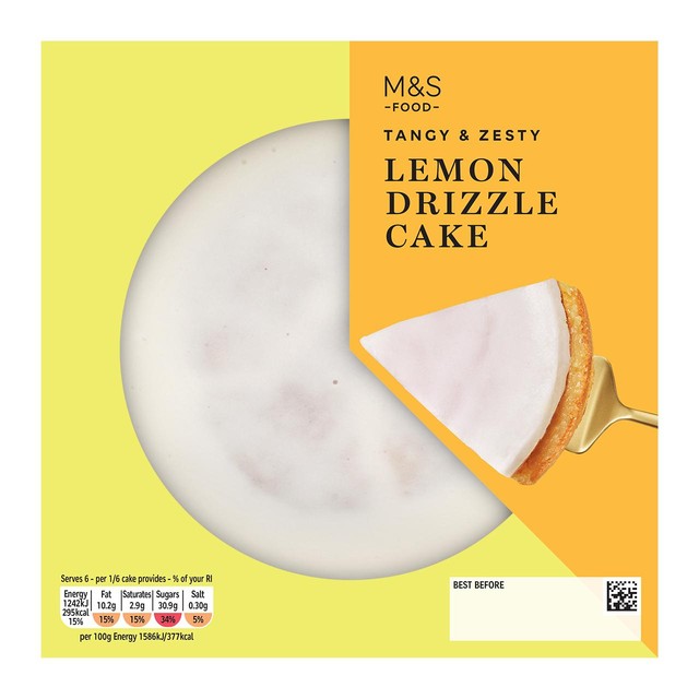 M&S Lemon Drizzle Cake 470g, imported from the UK