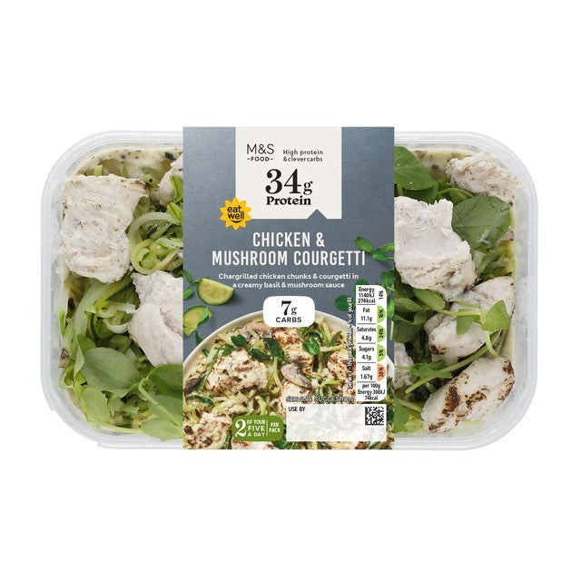 M&S Chicken & Mushroom Courgetti ready meal 370g, imported from the UK