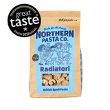 Northern Pasta Co. Radiatori spelt pasta 450g, imported from the UK